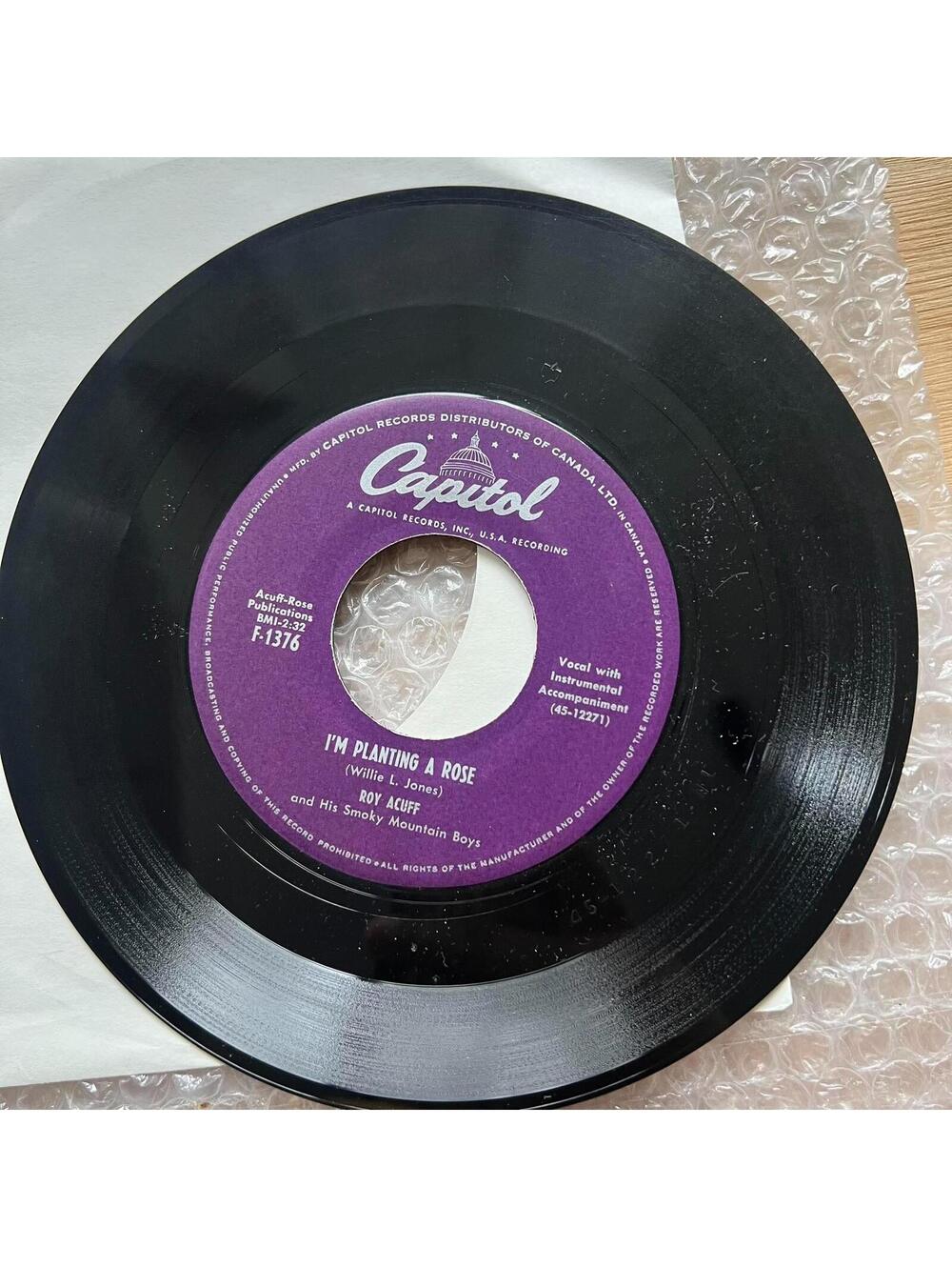 Roy Acuff - I'm Planting A Rose/Streamline Heartbreaker 45rpm Vinyl Record R86